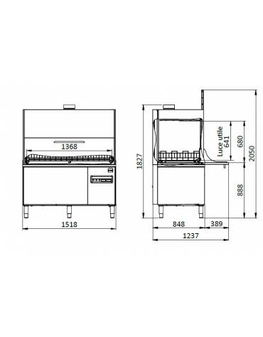 Lavaoggetti professionale industriale - Cesto cm 60x63 - Altezza utile massima cm 65