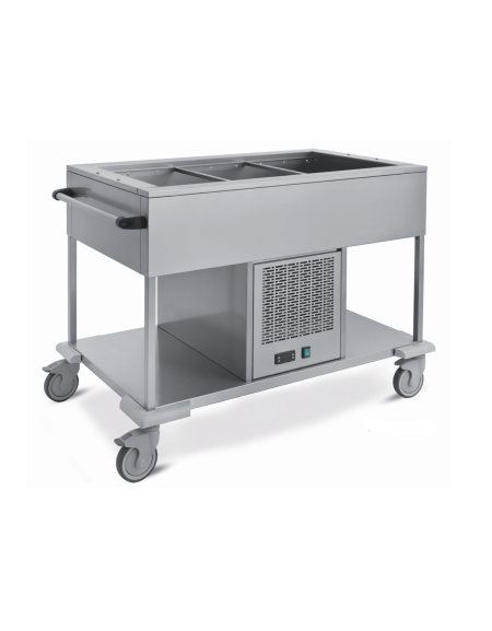 Carrello refrigerato in acciaio inox GN 2x1/1 cm 87x75x88h