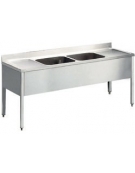 Lavatoio inox 2 vasche+2 gocciolatoi Dimensioni cm.210x70x85/90h