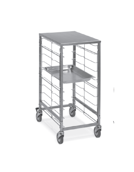 Carrello portateglie guide in filo-traversi imbullonati - Portata 9 teglie 2/1 GN cm 62x69x87h