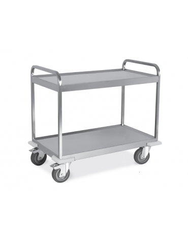 Carrello inox per trasporto pesante-2 piani lisci-cm 108x61x96h