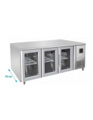 Tavolo Refrigerato 3 porte a vetro - 420 Lt. - temp. -2° +8°C - mm 1795x700x850h