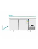 Tavolo refrigerato in acciaio inox con alzatina - 2 porte - temp. -2° +8°C - - mm 1510×800×840h