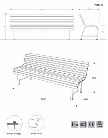 Panchina California cm 60x210x74h