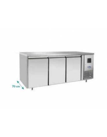 Tavolo Refrigerato ventilato Inox  - 3 porte - CLASSE A - temp. -2° +8°C - teglie GN 1/1 - mm 1795×700×850h