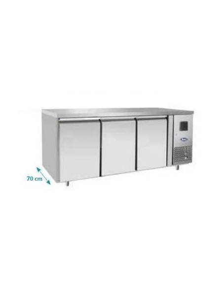 Tavolo Refrigerato ventilato Inox  - 3 porte - CLASSE A - temp. -2° +8°C - teglie GN 1/1 - mm 1795×700×850h