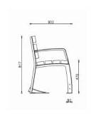 Panchina 1 posto  con schienale, con seduta in legno di pregio e struttura in acciaio zincata - cm 71x60,2x81,7h