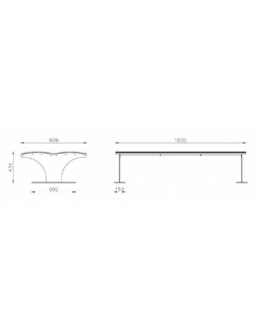 Panchina doppia senza schienale realizzata interamente in acciaio zincato e verniciato - cm 180x90,9x43,4h