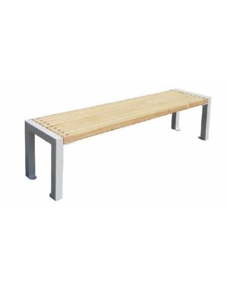 Panchina senza schienale con struttura in acciaio e seduta con doghe in legno di pregio - cm 180x45,2x46h