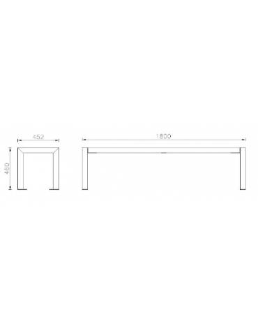 Panchina senza schienale con struttura in acciaio e seduta con doghe in legno di pregio - cm 180x45,2x46h