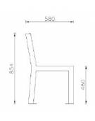 Panchina singola con schienale, struttura in acciaio e seduta con doghe in legno di pino - cm 60x58x85,4h