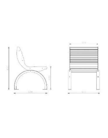 Panchina singola con schienale. Realizzata in acciaio inox. Da tassellare - cm 61,1x63,8x83h