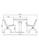 Set composto da tavolo con lamiera + 2 panchine con schienale, struttura in acciaio zincato e verniciato - cm 197x80h