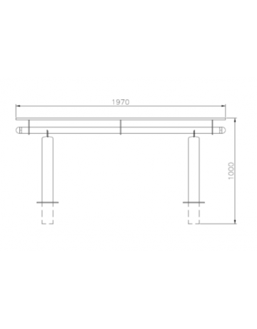 Set composto da tavolo con lamiera + 2 panchine senza schienale, struttura in acciaio zincato e verniciato - cm 197x80h