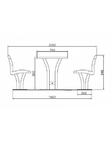 Set composto da tavolo + 2 panchine con schienale, struttura in acciaio zincato e verniciato - Lunghezza cm 161,5