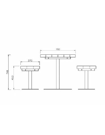 Set composto da tavolo + 2 panchine senza schienale,struttura in acciaio e doghe in legno di pregio - Lunghezza cm 150