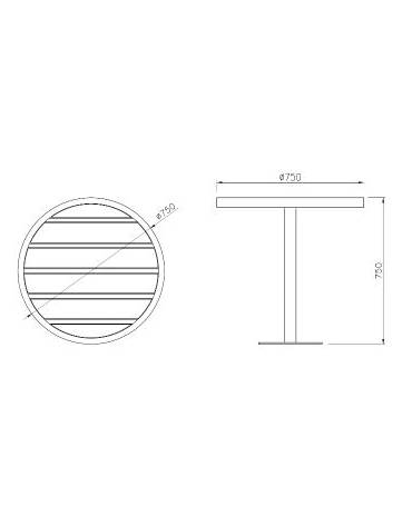 Set composto da tavolo tondo Ø cm 110 + 2 sedie cm 60 senza schienale ,struttura in acciaio e doghe in legno di pregio