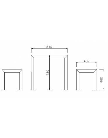 Set composto da tavolo + 2 panchine con schienale, struttura acciaio ,seduta e piano in legno di pregio - Lunghezza cm 180