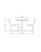 Set composto da tavolo accessibile per carrozzina + 2 panchine con schienale, in acciaio e legno di pregio - cm 245x196,8x88,4h