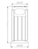 Cestino portarifiuti forma cilindrica in acciaio zincato e verniciato, doghe legno di pregio, base in ferro - cm Ø 44x97,3h
