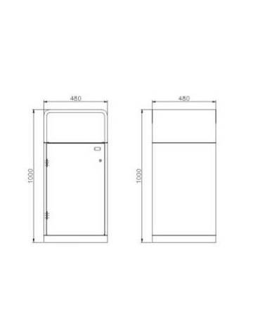 Cestone per la raccolta differenziata a 2 settori in acciaio zincato e verniciato - angolare - cm 96x48x100h