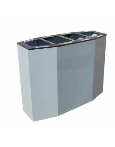 Cestino per la raccolta differenziata diviso in 4 settori, in acciaio inox - cm 99x38,5x80h