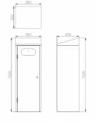 Cestino per raccolta differenziata di forma quadra, a 2 settori, realizzato in acciaio zincato e verniciato - cm 70x30x100h