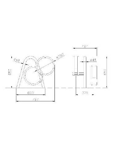 Portabici basso 2 posti realizzato in acciaio zincato e verniciato. Da inghisare - cm 37,5x79,7x4x65h