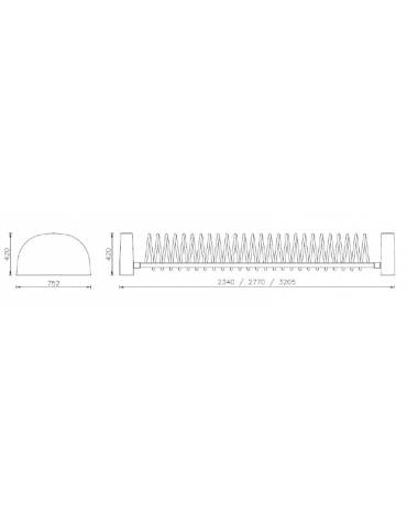 Portabici 3 posti composto da rastrelliera realizzata in acciaio inox e fianchi in cemento - cm 234x75,2x42h