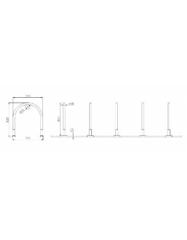 Portabici a 5 archetti, realizzato in acciaio zincato e verniciato, da tassellare - cm 72,8x83,3h