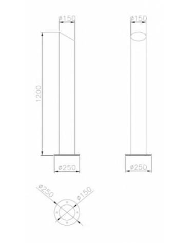 Dissuasore in acciaio zincato e verniciato, altezza 1200 mm, tubolare D. 219 mm - da inghisare