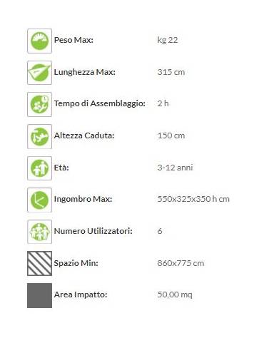 Torretta gioco in legno con tetto , altalena con sedile a gabbia, scivolo tunnel e panchetta- cm 550x325x350h