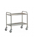 Carrello di servizio in acciaio inox trasporto pesante 2 piani cm 92x67x98h