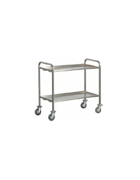 Carrello di servizio in acciaio inox trasporto pesante 2 piani cm 92x67x98h