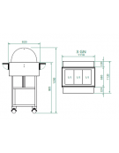 Carrello di servizio in legno multistrato con cupola, 2 mensole, colore BIANCO - cm 111x112x125h