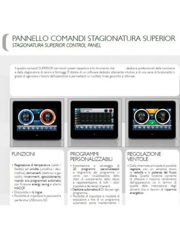 ARMADIO STAGIONATURA SALUMI / FORMAGGI 700 LT-PORTA VETRO - CON PANNELLO COMANDI TOUCH SCREEN