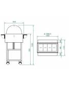 Carrello refrigerato in legno con cupola - Temperatura -5° / +5°C - Colore Wengè o Noce - 4xGN1/1 - cm 148x112x125h