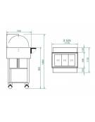 Carrello caldo bagnomaria in legno, con cupola e 1 mensola - Temp. +30 / +90°C - 3xGN1/1 - colore Wengè o Noce - cm 111x112x126h