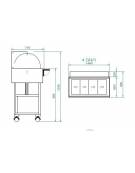 Carrello caldo bagnomaria in legno,cupola con mensola, Temp. +30 / +90°C - 4xGN1/1 - colore Bianco - cm 148x90x126h