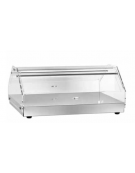 Vetrina neutra inox da banco a 3 piani, con 2 antine in plexiglass apribili - cm 85x35x50h