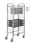 Carrello portateglie in acciaio inox - capacità 10 teglie  60×40 cm e bacinelle GN1/1 6,5h - cm 77x46x118h