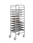 Carrello portateglie in acciaio inox - capacità 10 teglie 60×40 cm e bacinelle GN1/1 6,5h - cm 68x52x175h