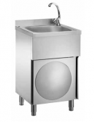 Lavamani e lavautensili inox con mobile e comandi a ginocchio - anta battente - cm 50x50x85h