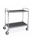 Carrello inox con 4 ripiani in nobilitato - colore Rovere Tabacco - cm 81x52x137h