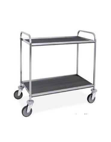 Carrello inox con 4 ripiani in nobilitato - colore Rovere Tabacco - cm 81x52x137h