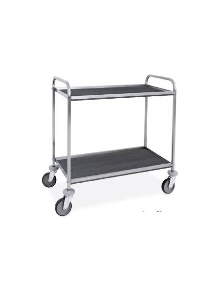 Carrello inox con 4 ripiani in nobilitato - colore Rovere Tabacco - cm 81x52x137h