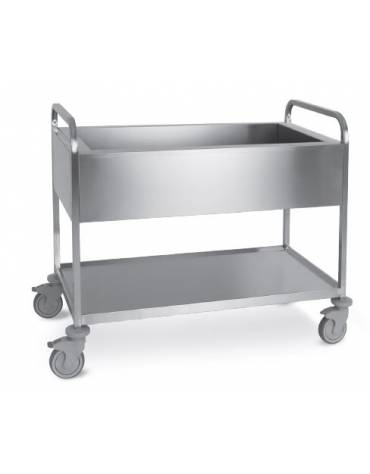 Carrello inox con vasca stagna e rubinetto - cm 117x63x94H