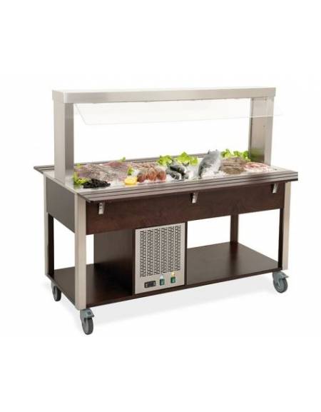 Carrello buffet refrigerante con parafiato fisso - colore Nero - 2 x GN 1/1 - cm 80x68x144h