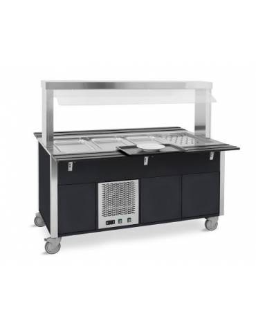 Carrello refrigerante armadiato, con parafiato fisso - colore Nero o RAL - 4xGN 1/1 - cm 161x68x144h