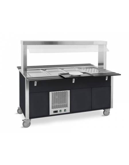 Carrello refrigerante armadiato, con parafiato fisso - colore Nero o RAL - 4xGN 1/1 - cm 161x68x144h